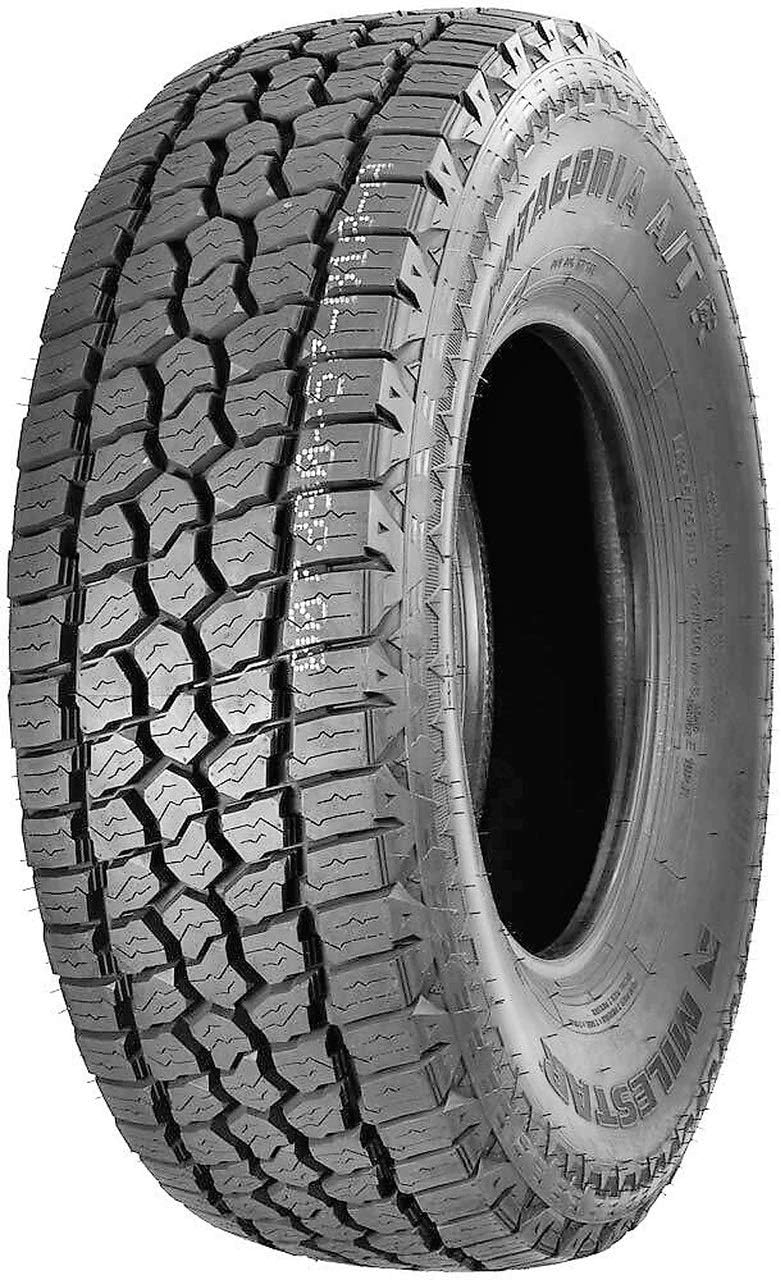 Milestar Patagonia all-terrain tire with staggered shoulder lugs, a light-truck tread pattern for pickups and SUVs